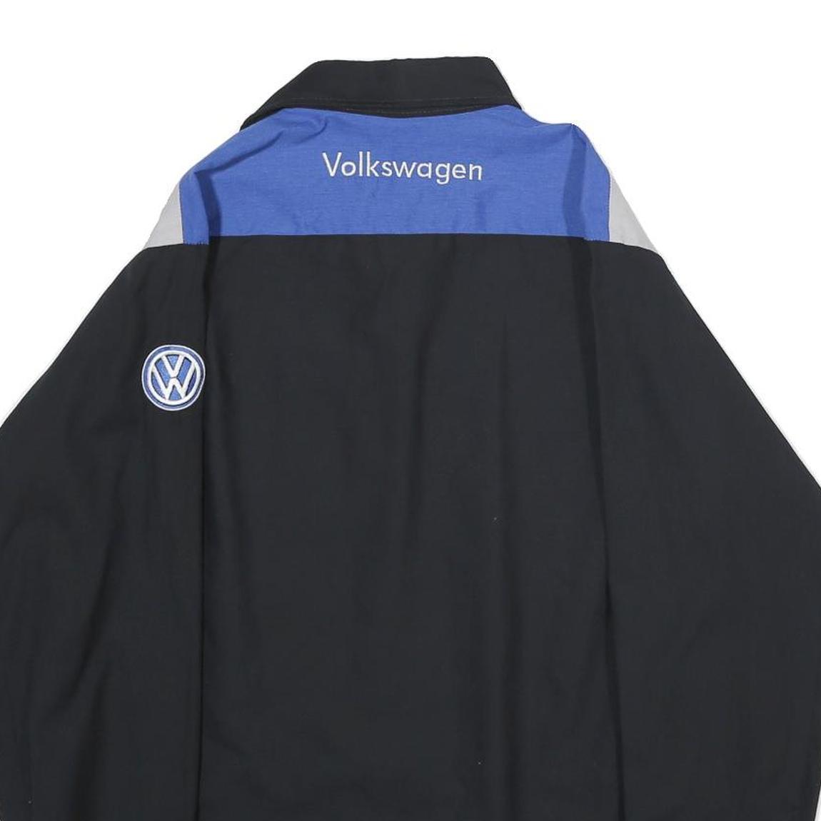 RED KAP Mens Black & Grey & Blue Work Shirt M Volkswagen Logo Patch Long Sleeve