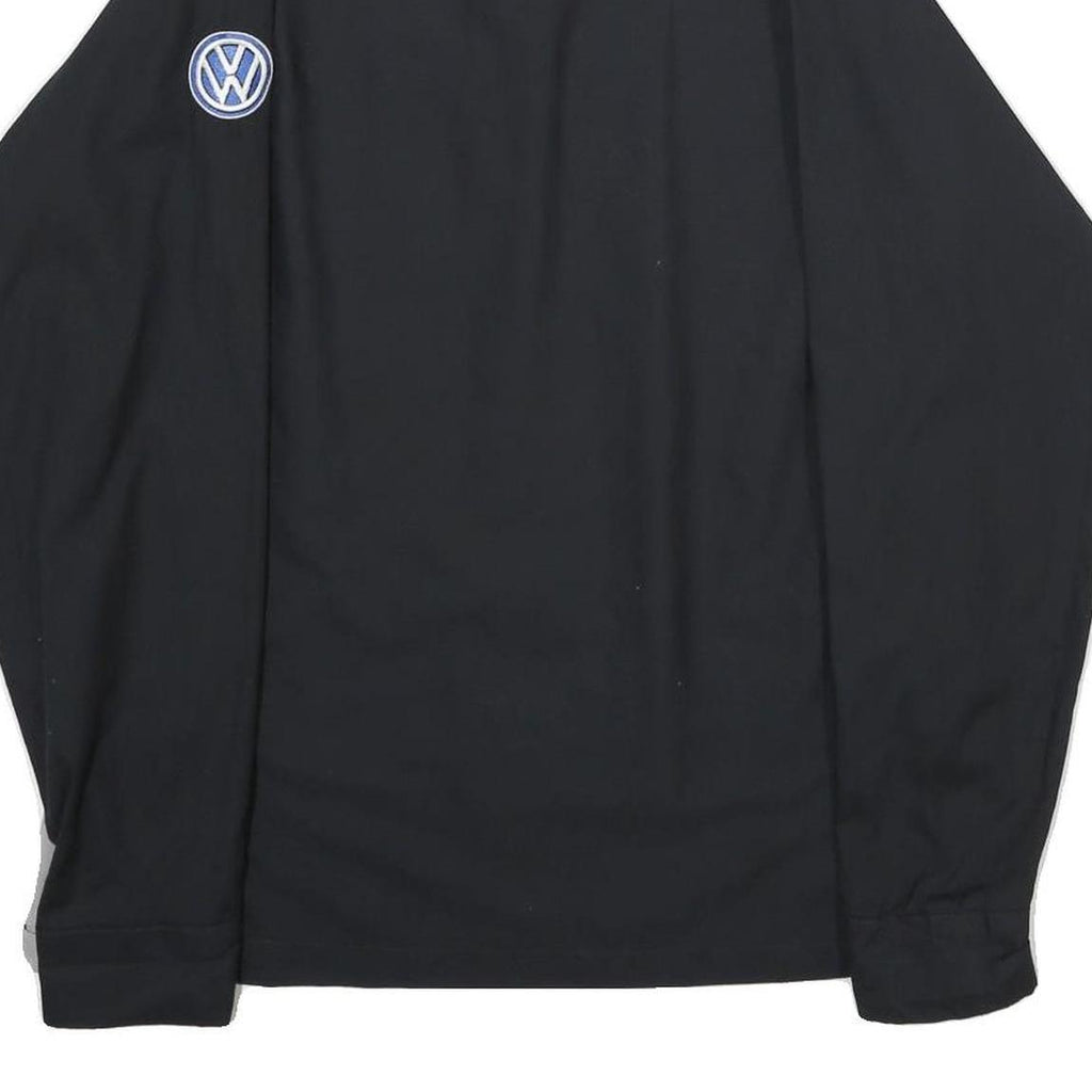 RED KAP Mens Black & Grey & Blue Work Shirt M Volkswagen Logo Patch Long Sleeve