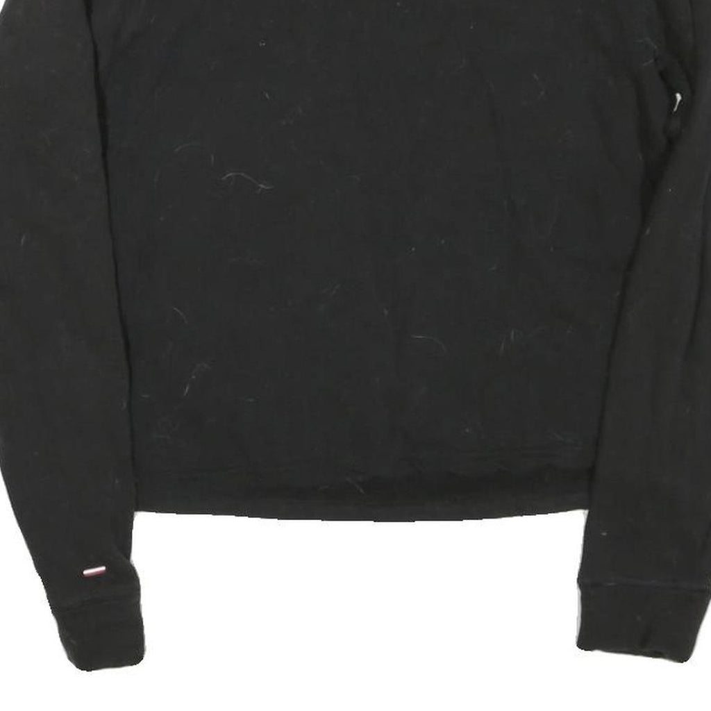 TOMMY HILFIGER Womens Black Cotton Blend Crew Neck S Logo Sweatshirt Pullover