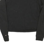 TOMMY HILFIGER Womens Black Cotton Blend Crew Neck S Logo Sweatshirt Pullover