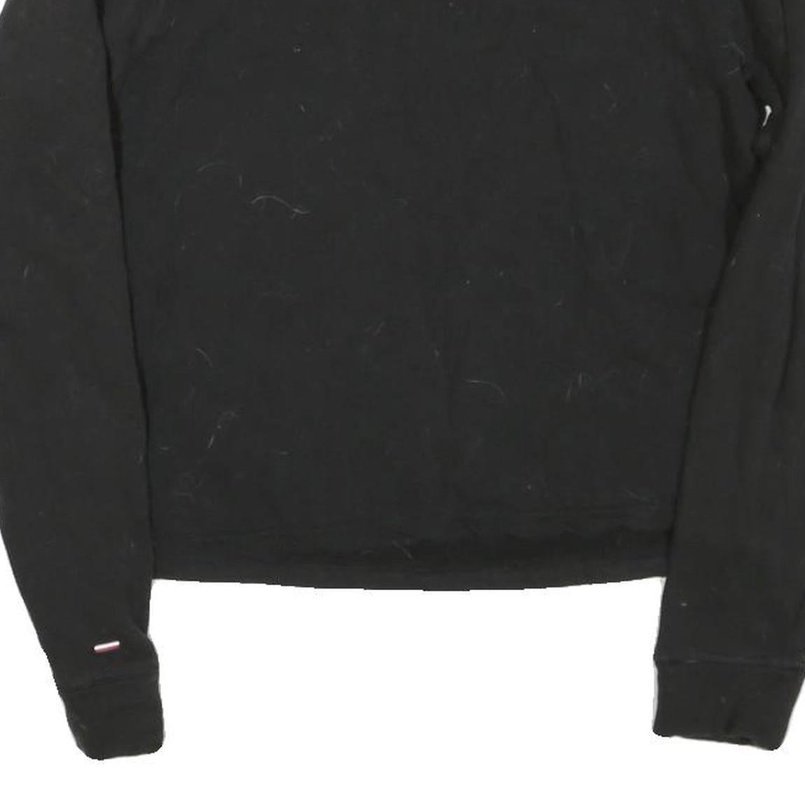 TOMMY HILFIGER Womens Black Cotton Blend Crew Neck S Logo Sweatshirt Pullover