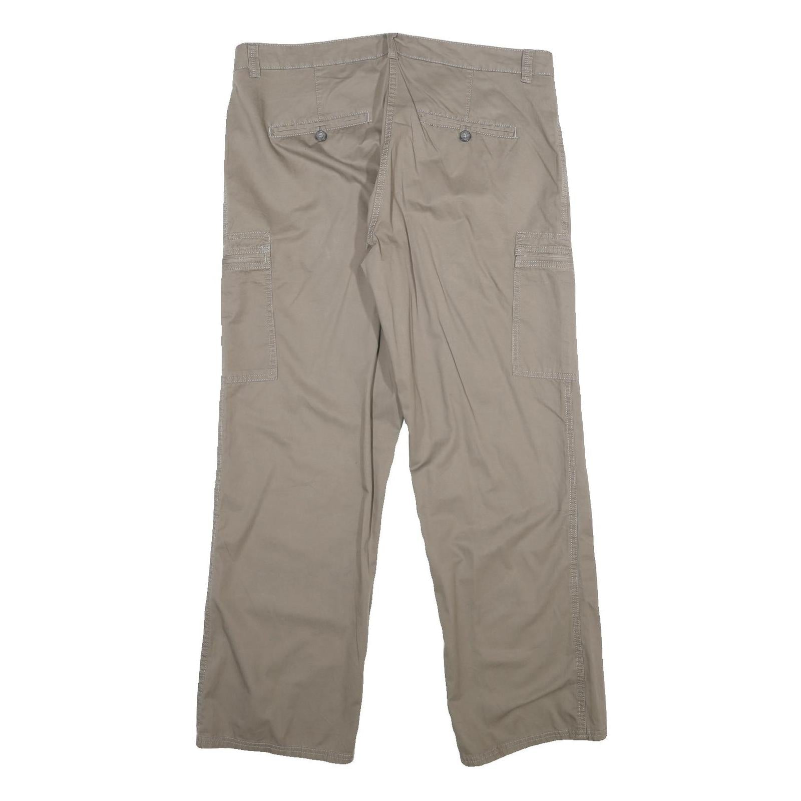 NORTH ROUTE Womens Polyester Blend Beige Regular Fit Straight Trousers W38 L32