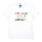 TOMMY HILFIGER Womens White Graphic T-Shirt M Short Sleeve Crew Neck Logo