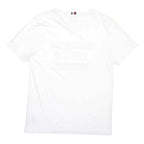 TOMMY HILFIGER Womens White Graphic T-Shirt M Short Sleeve Crew Neck Logo