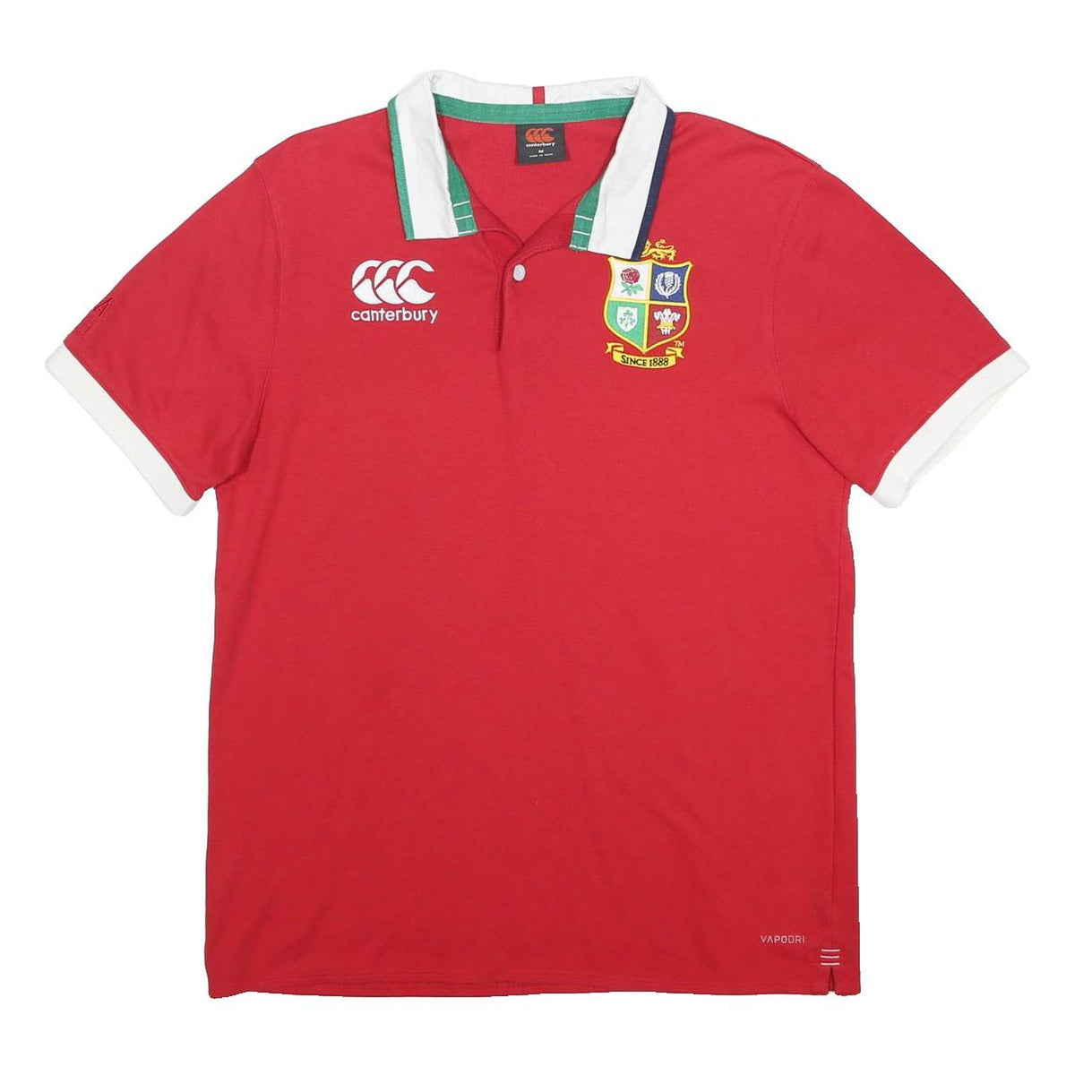 CANTERBURY Mens Red Short Sleeve Basic Polo Shirt M Rugby Crest Logo Cotton