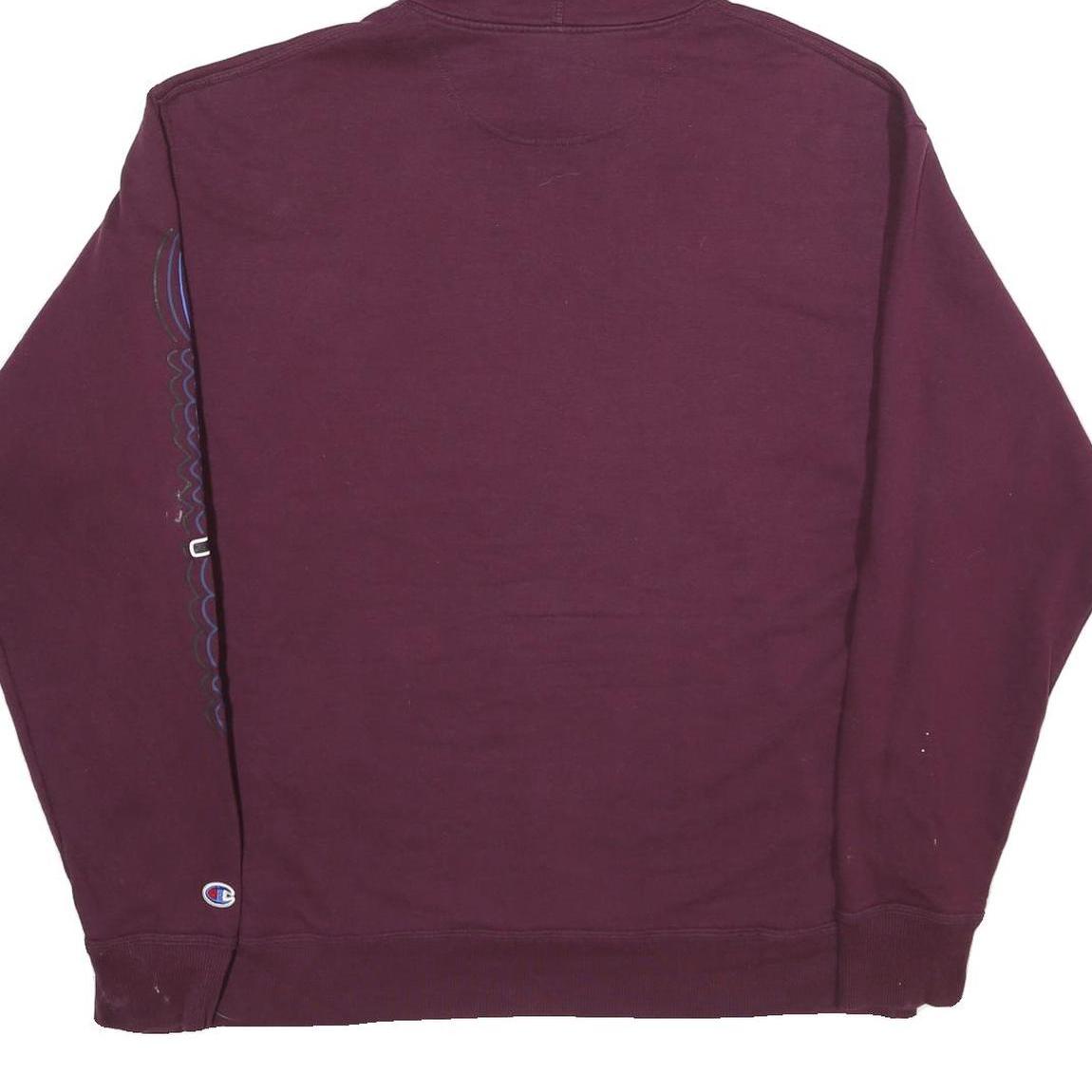 CHAMPION Mens Maroon Hoodie XL Cotton Blend Pullover Oversized Logo Sleeve