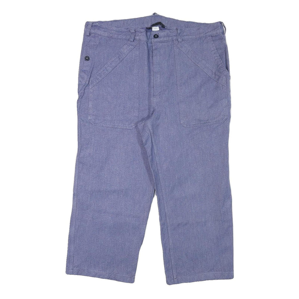 SPILAG Mens Cotton Blend Blue Relaxed Straight Trousers W38 L23 Casual Workwear