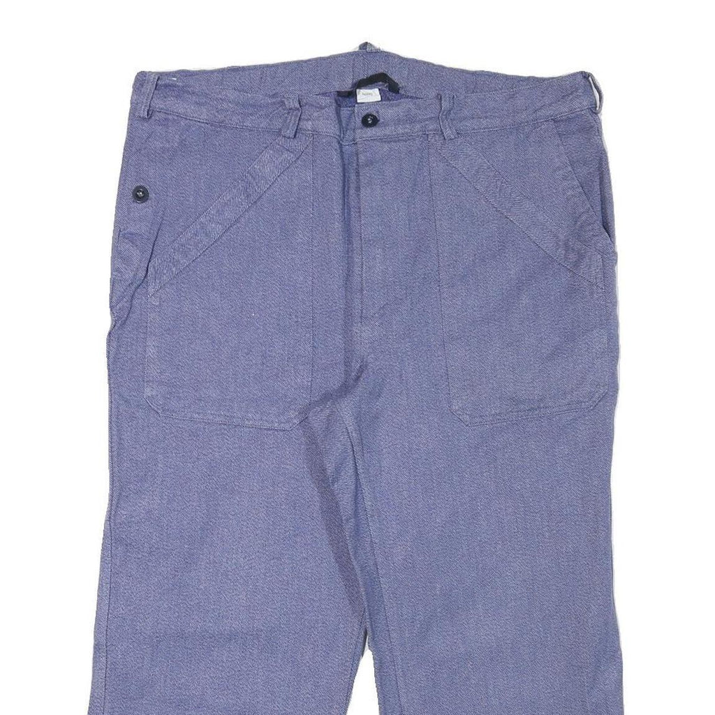 SPILAG Mens Cotton Blend Blue Relaxed Straight Trousers W38 L23 Casual Workwear
