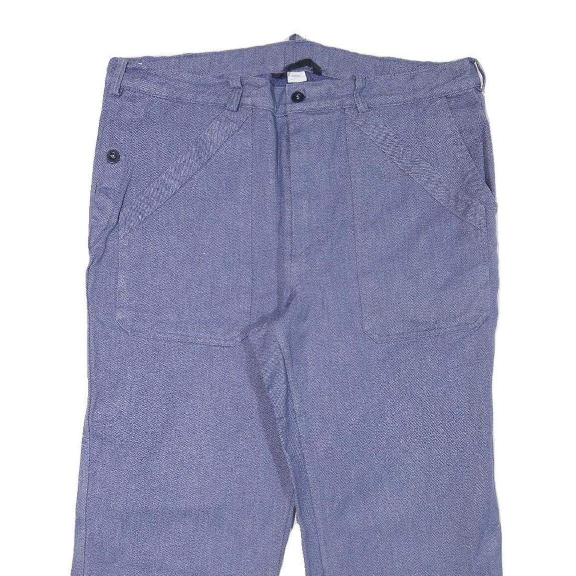 SPILAG Mens Cotton Blend Blue Relaxed Straight Trousers W38 L23 Casual Workwear