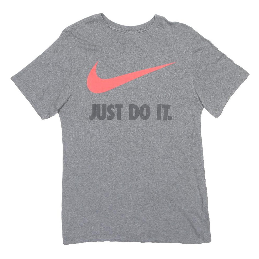 NIKE Mens Grey Just Do It Graphic T-Shirt S Short Sleeve Crew Neck Casual Cotton
