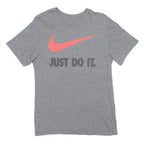 NIKE Mens Grey Just Do It Graphic T-Shirt S Short Sleeve Crew Neck Casual Cotton