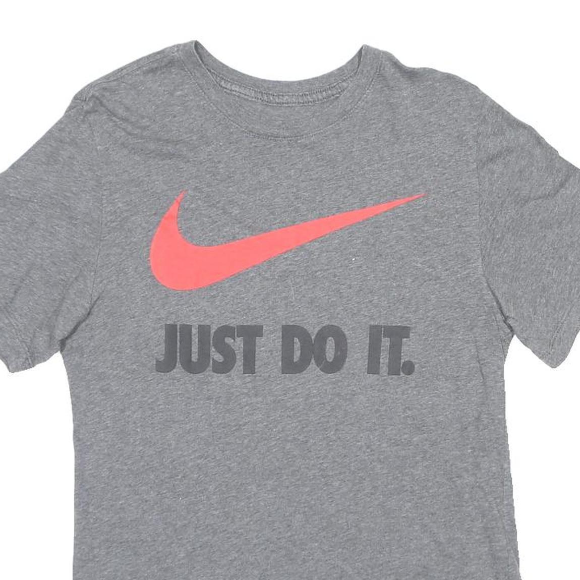 NIKE Mens Grey Just Do It Graphic T-Shirt S Short Sleeve Crew Neck Casual Cotton