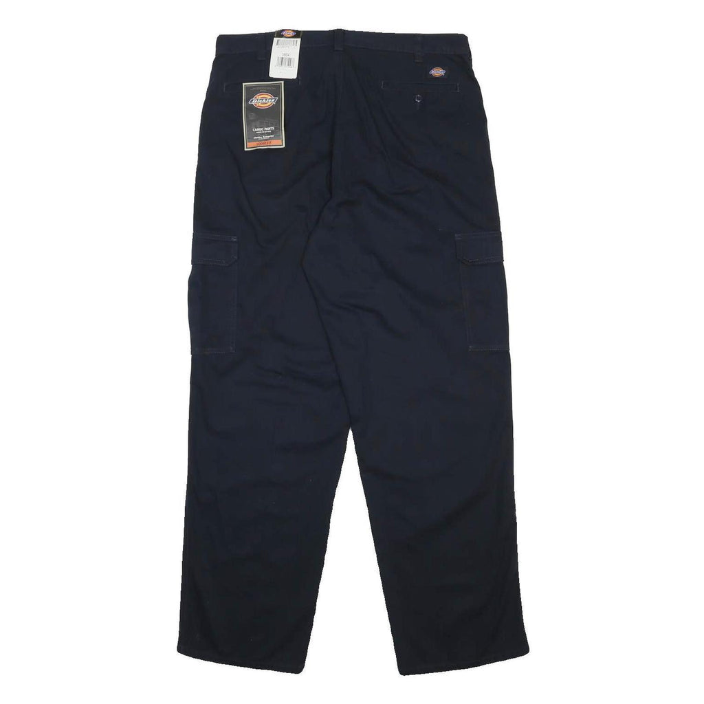 DICKIES Mens Cotton Blend Navy Loose Fit Straight Leg Trousers W36 L34 Cargo