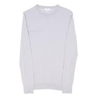 REISS Womens White Plain Wool Jumper Crew Neck Tight Knit XS Classic Style