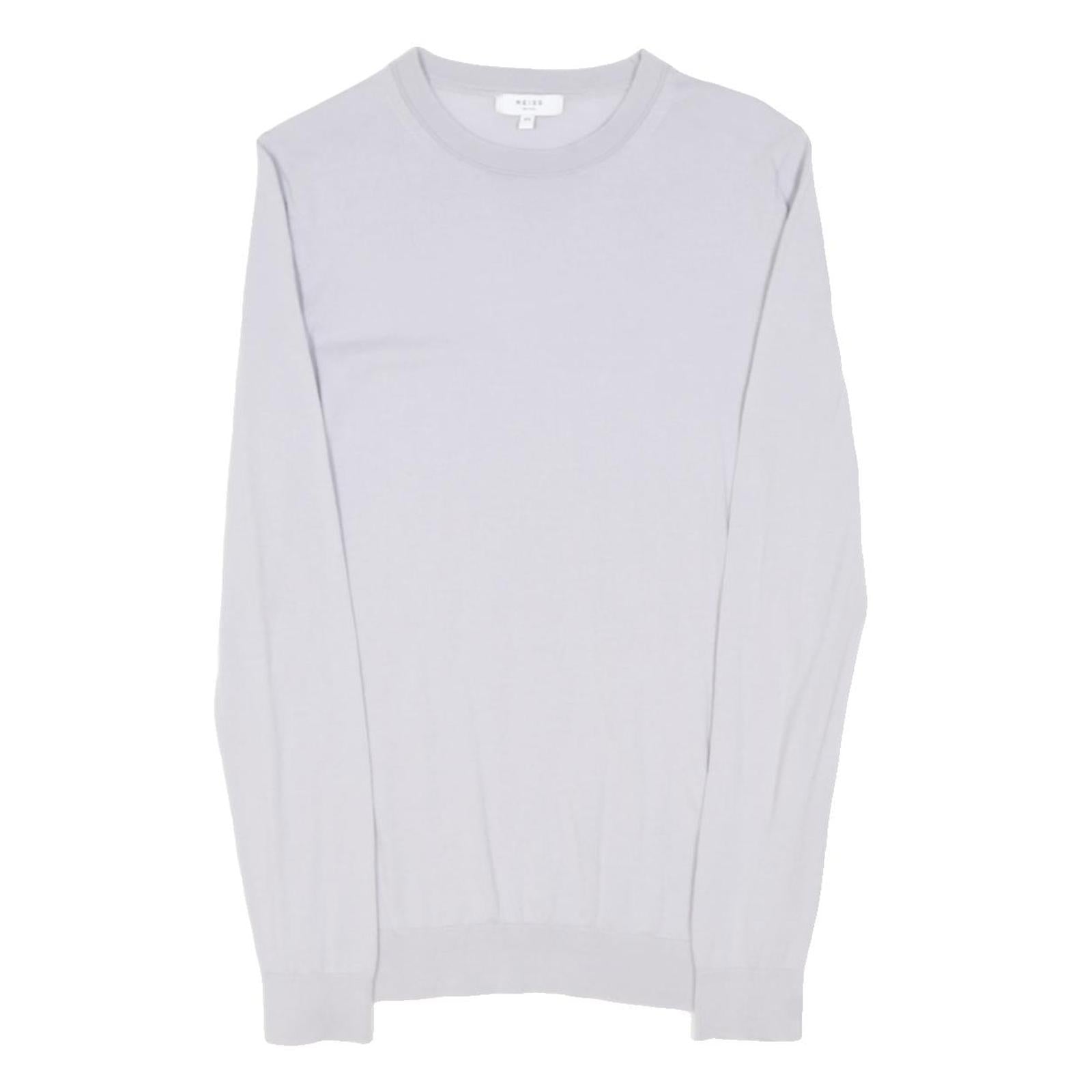 REISS Womens White Plain Wool Jumper Crew Neck Tight Knit XS Classic Style