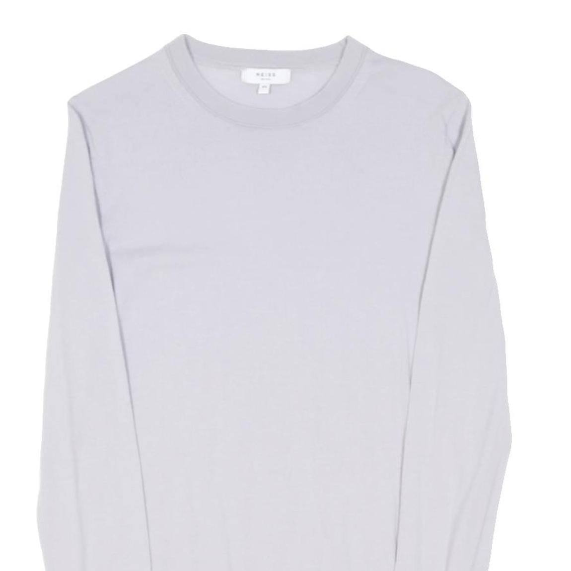 REISS Womens White Plain Wool Jumper Crew Neck Tight Knit XS Classic Style