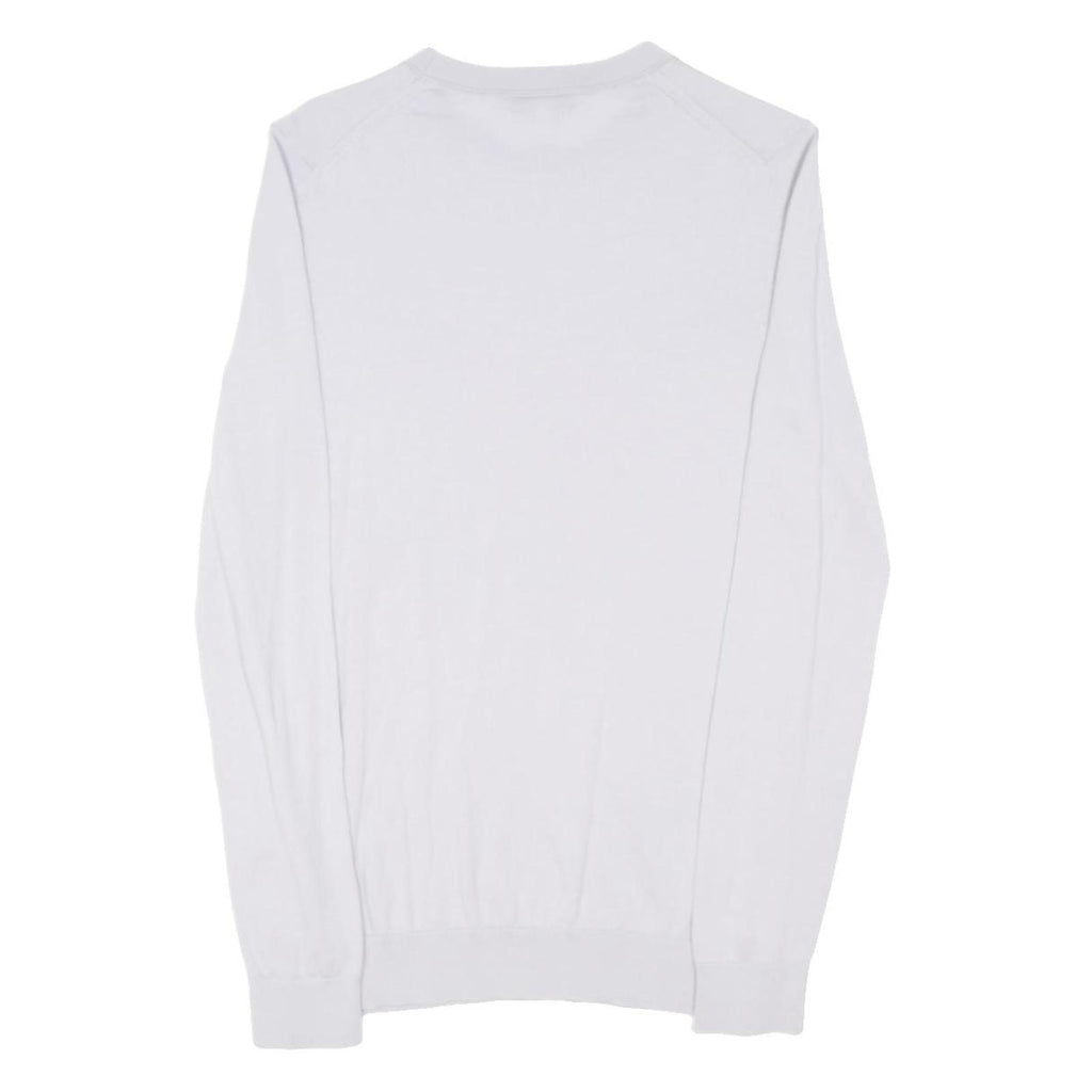REISS Womens White Plain Wool Jumper Crew Neck Tight Knit XS Classic Style