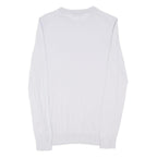 REISS Womens White Plain Wool Jumper Crew Neck Tight Knit XS Classic Style