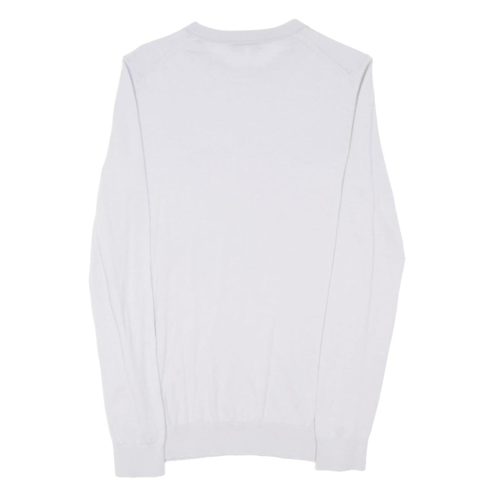 REISS Womens White Plain Wool Jumper Crew Neck Tight Knit XS Classic Style