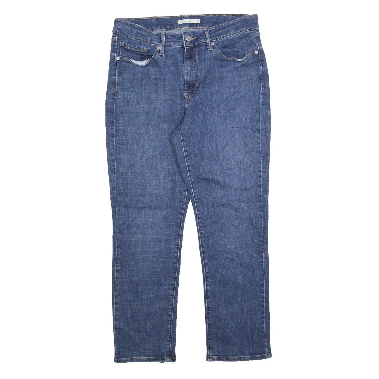 LEVI'S Womens Classic Blue Denim Straight Medium W30 L27 Jeans Zip Cotton Blend
