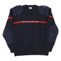 Mens Navy Blue & Red Wool Blend Plain Jumper Crew Neck Basic Knit L Military