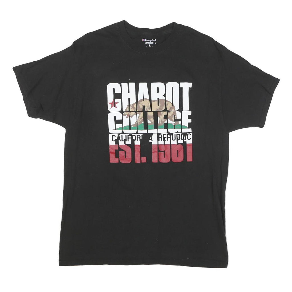 CHAMPION Mens Black Chabot College Graphic T-Shirt L Short Sleeve Crew Neck