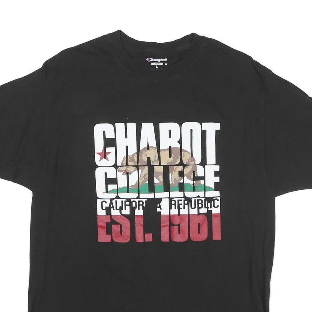 CHAMPION Mens Black Chabot College Graphic T-Shirt L Short Sleeve Crew Neck