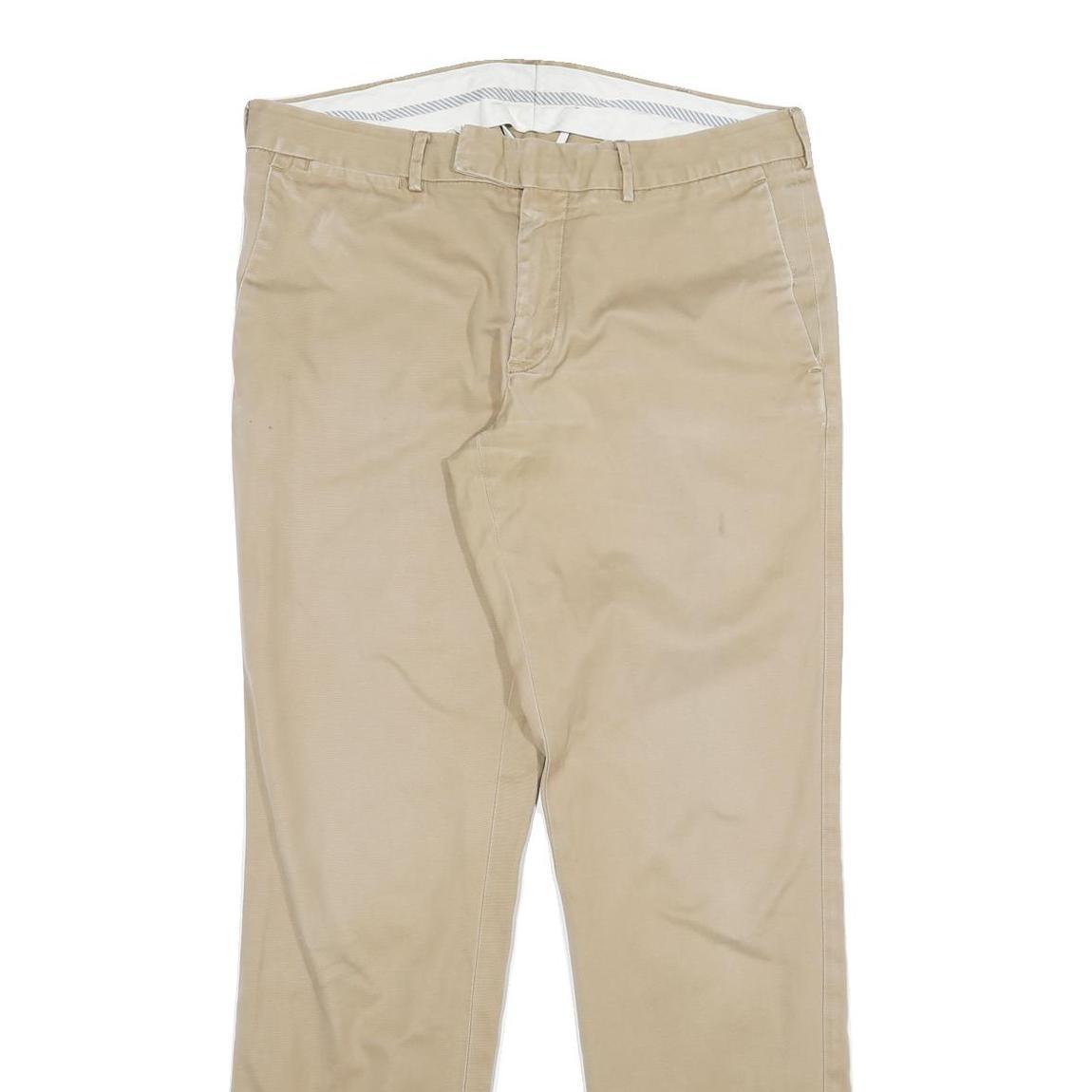 POLO RALPH LAUREN Mens Regular Fit Beige Cotton Blend Trousers W34 L34 Casual