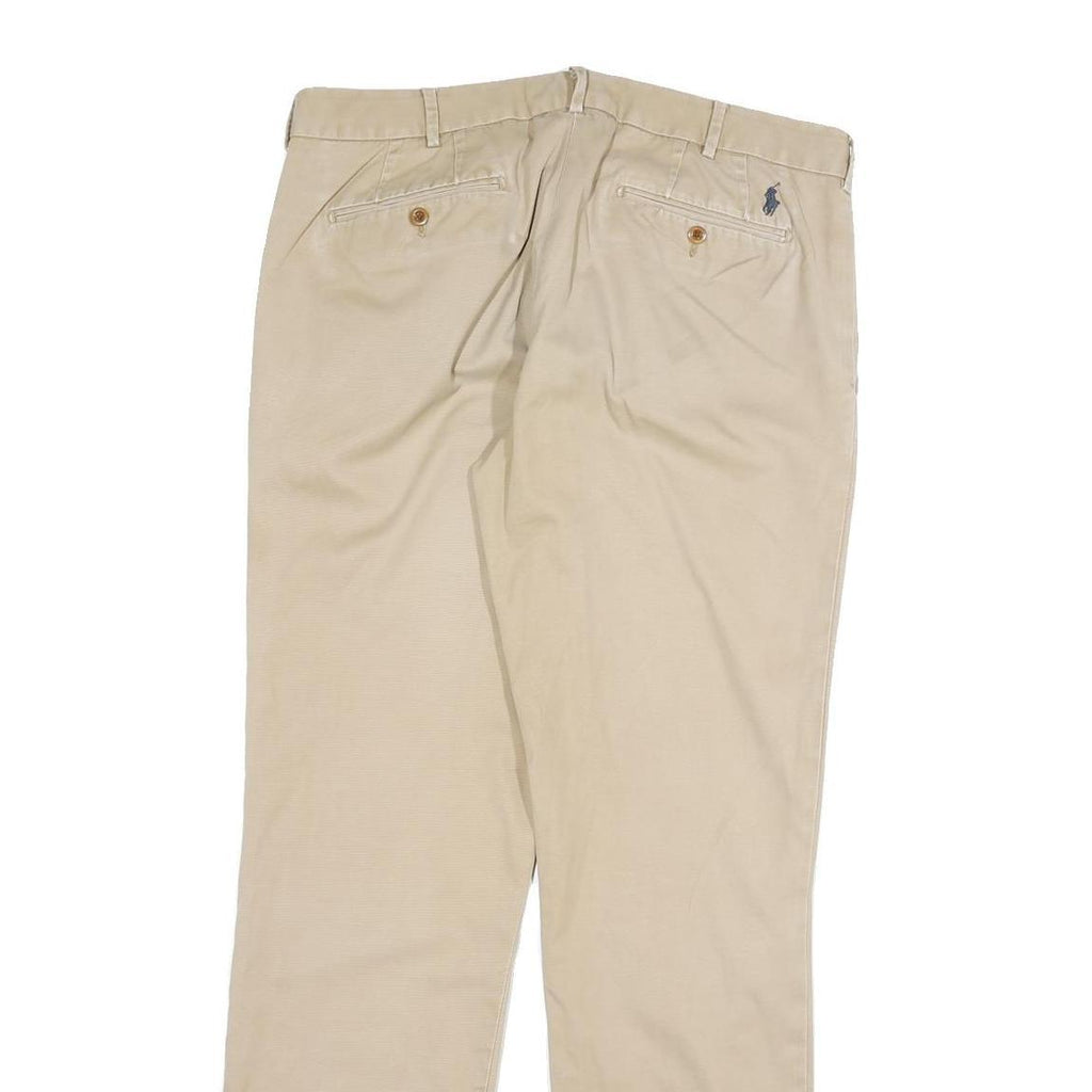 POLO RALPH LAUREN Mens Regular Fit Beige Cotton Blend Trousers W34 L34 Casual