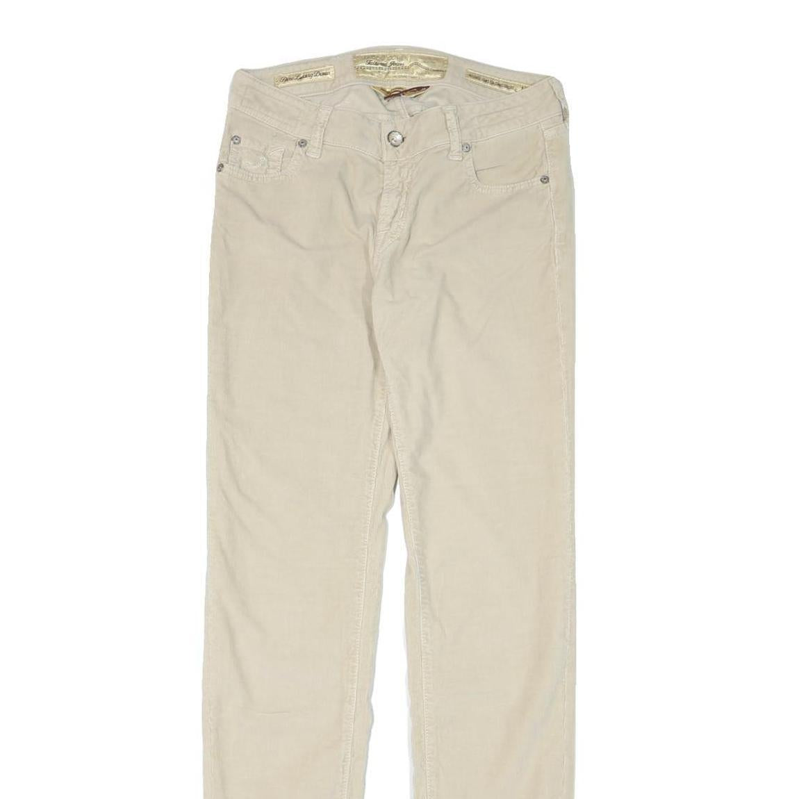 JACOB COHEN Womens Beige Slim Cotton Blend Trousers W28 L33 Zip Casual Stylish