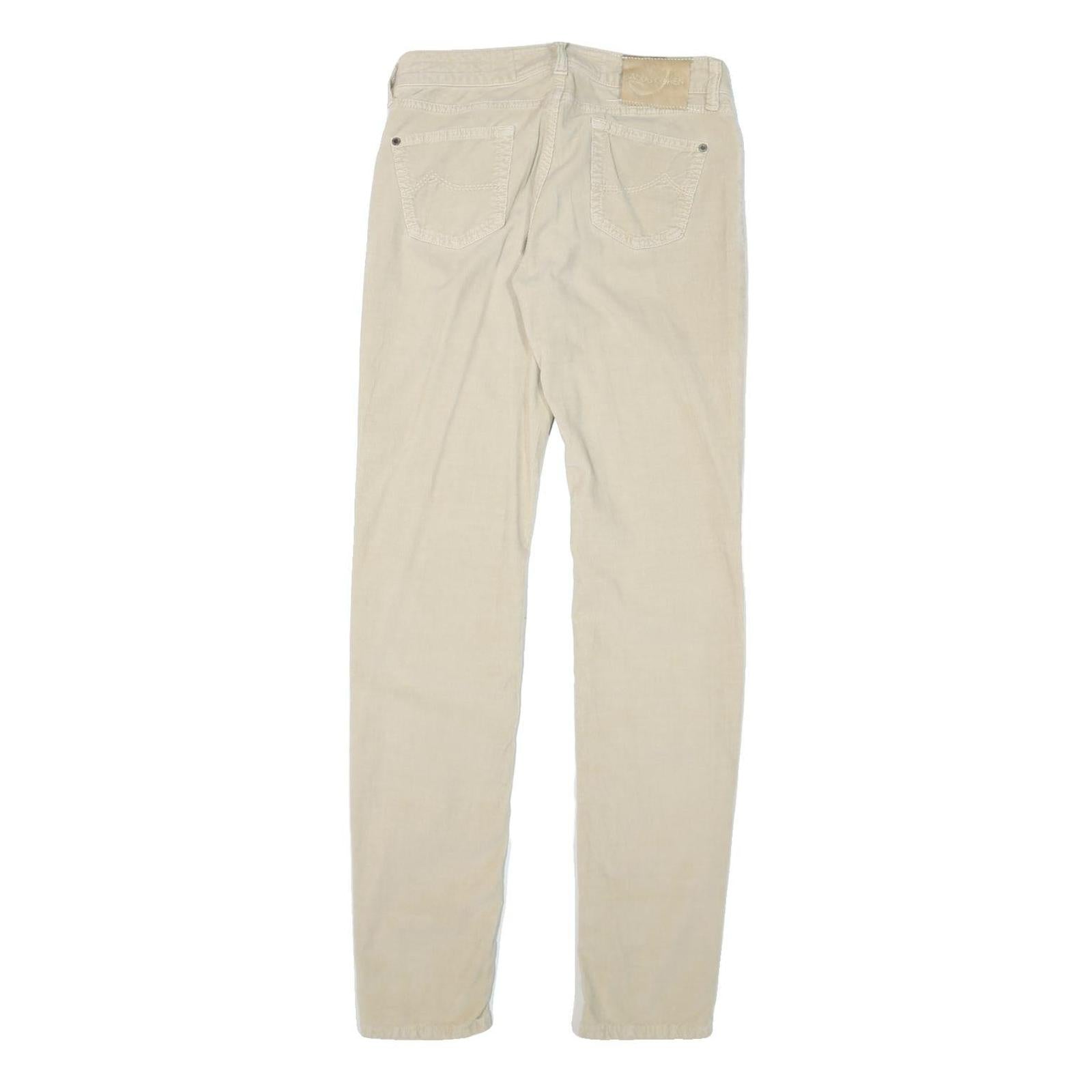JACOB COHEN Womens Beige Slim Cotton Blend Trousers W28 L33 Zip Casual Stylish