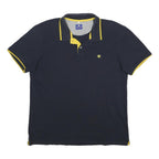 CHAMPION Mens Navy & Yellow Polo Shirt L Cotton Blend Short Sleeve Classic