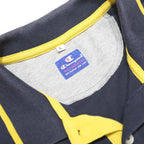 CHAMPION Mens Navy & Yellow Polo Shirt L Cotton Blend Short Sleeve Classic