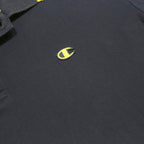 CHAMPION Mens Navy & Yellow Polo Shirt L Cotton Blend Short Sleeve Classic