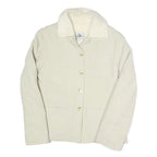 UNCLE SAM Womens Cream Long Sleeve Button Jacket L Cotton Blend Plain Casual