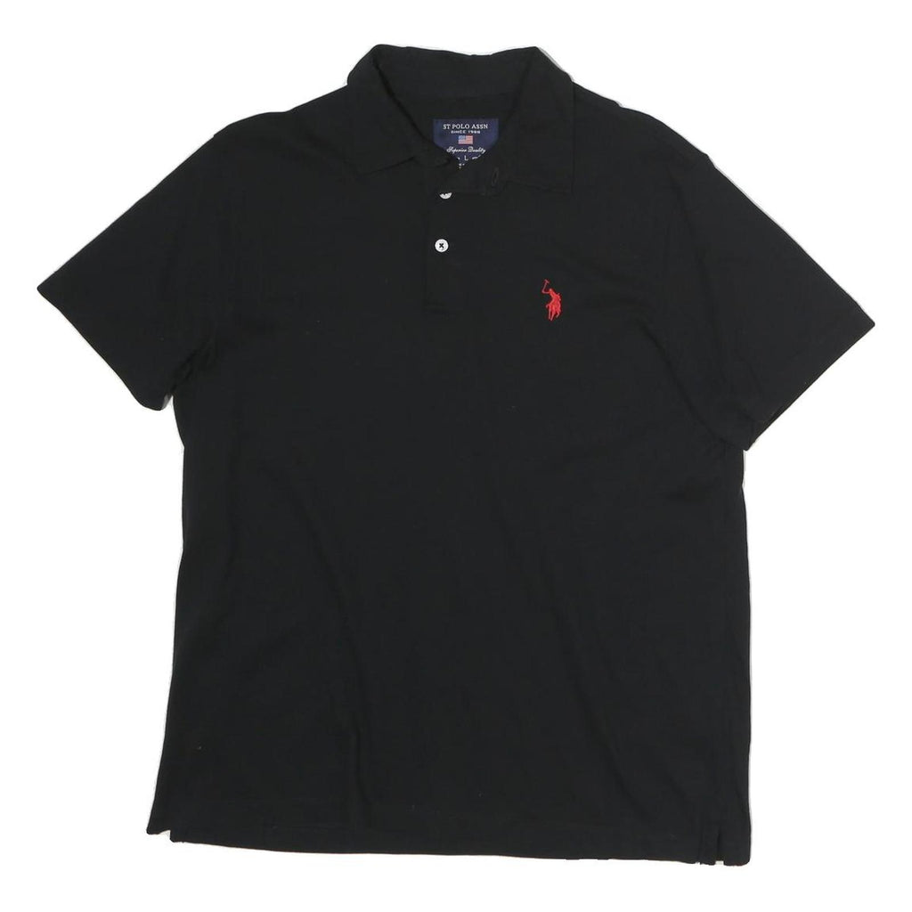 U.S. POLO ASSN Mens Black Polo Shirt Short Sleeve Plain M Classic Cotton Top