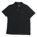 U.S. POLO ASSN Mens Black Polo Shirt Short Sleeve Plain M Classic Cotton Top