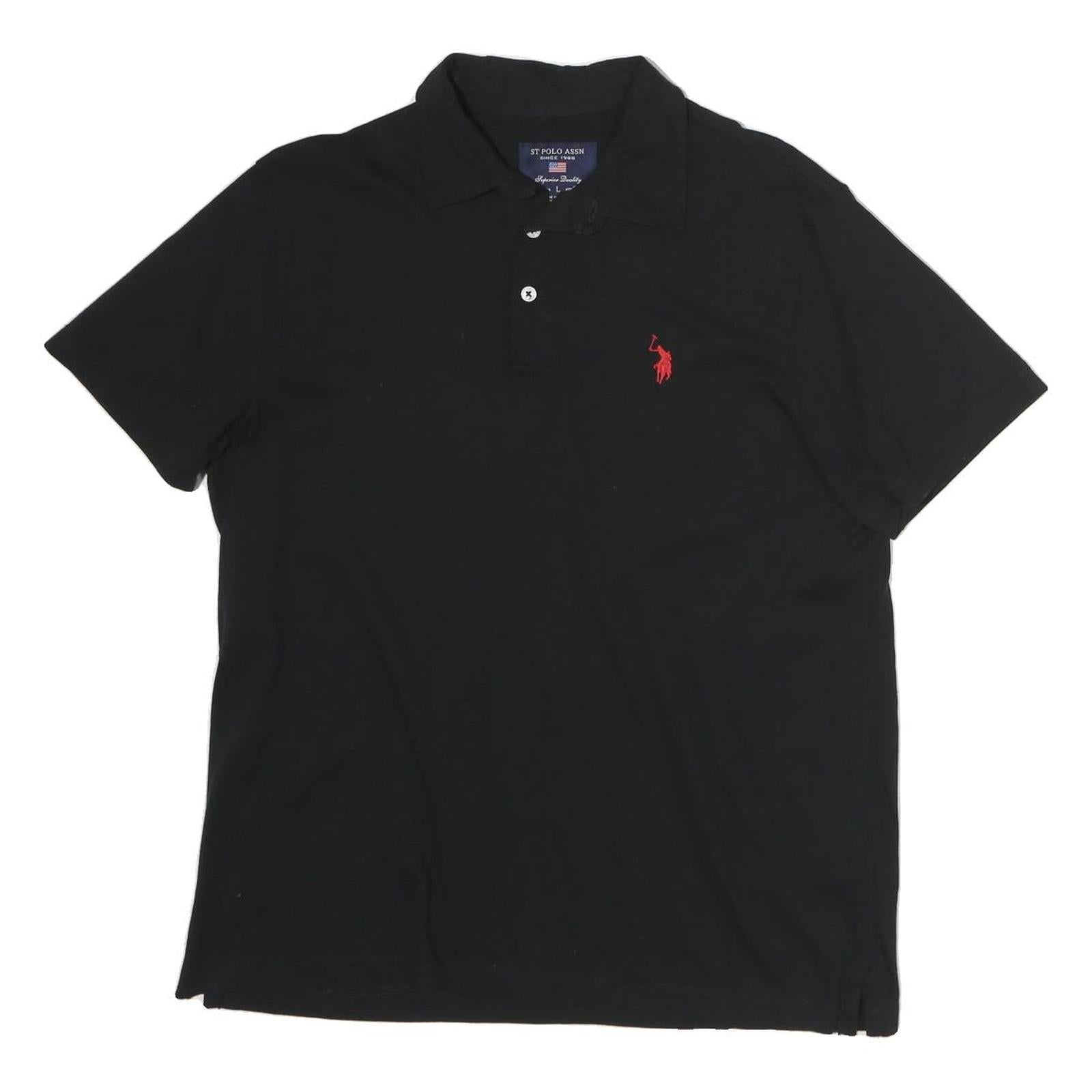 U.S. POLO ASSN Mens Black Polo Shirt Short Sleeve Plain M Classic Cotton Top