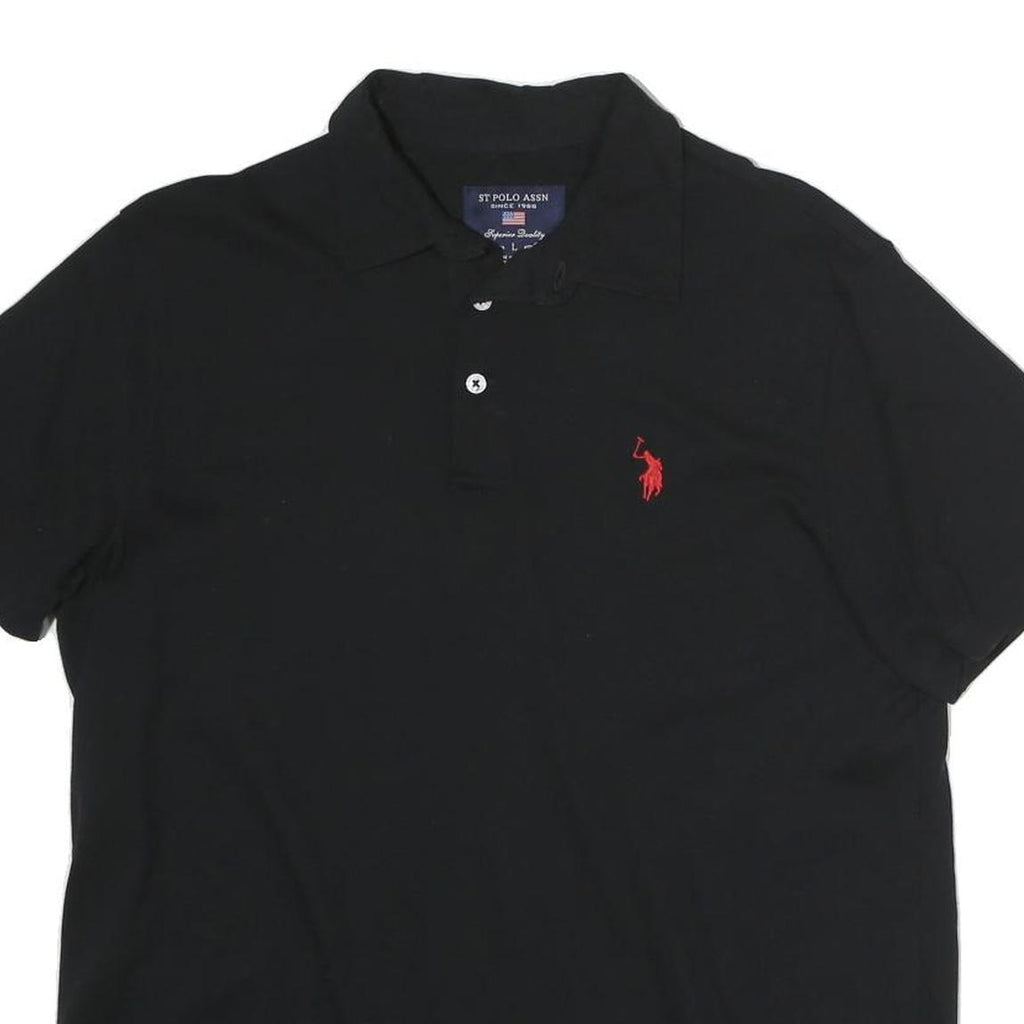 U.S. POLO ASSN Mens Black Polo Shirt Short Sleeve Plain M Classic Cotton Top