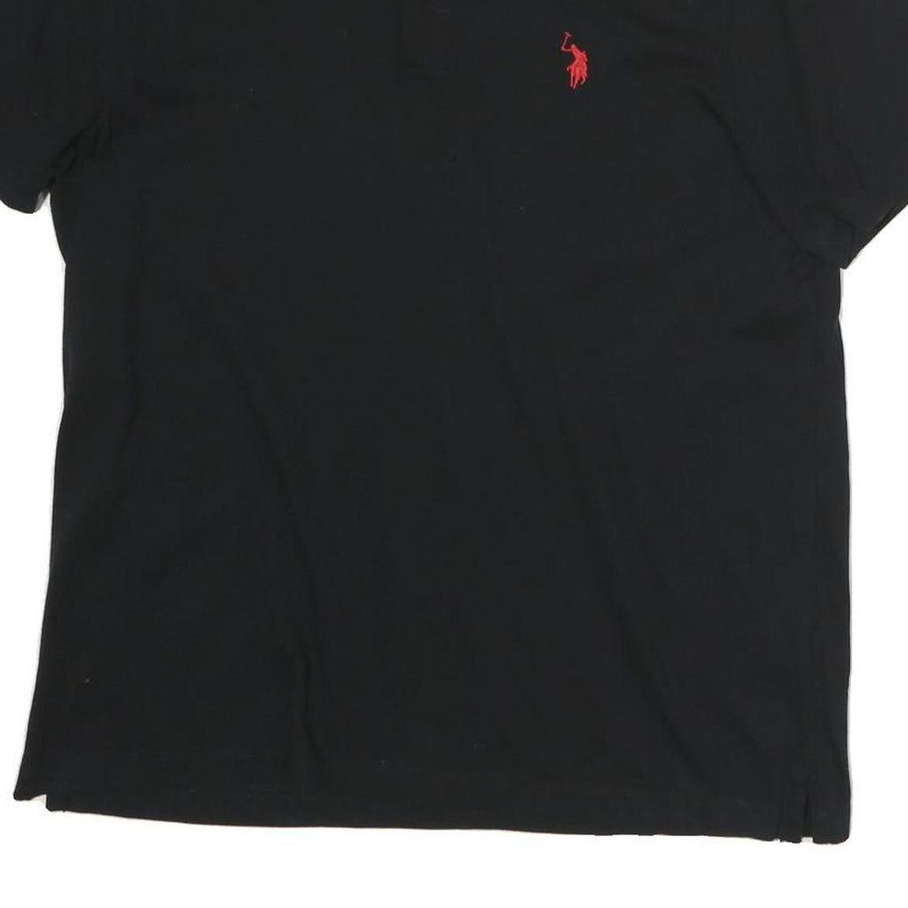 U.S. POLO ASSN Mens Black Polo Shirt Short Sleeve Plain M Classic Cotton Top