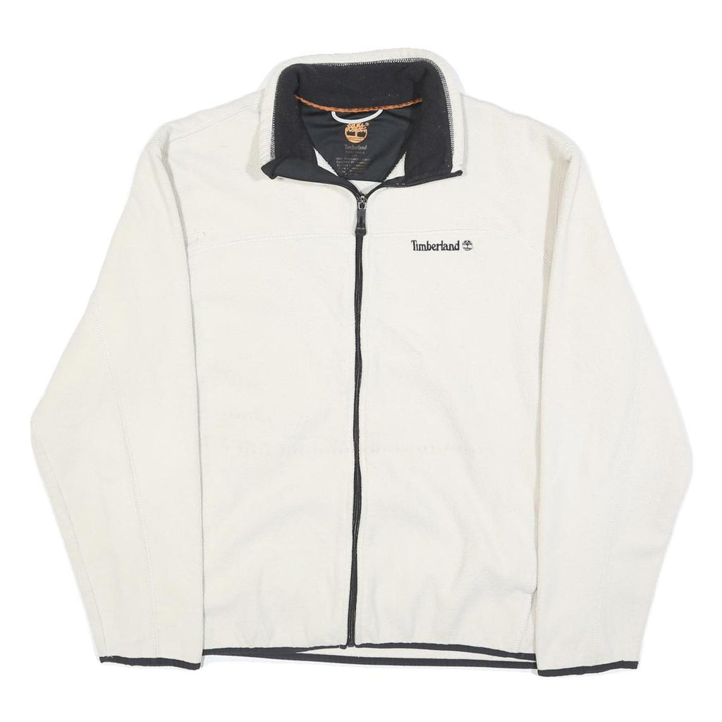 TIMBERLAND Mens White Zip Jacket L Polyester Plain Outdoor Casual Lightweight