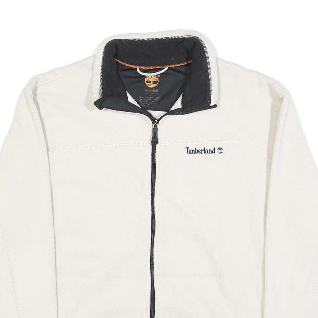 TIMBERLAND Mens White Zip Jacket L Polyester Plain Outdoor Casual Lightweight