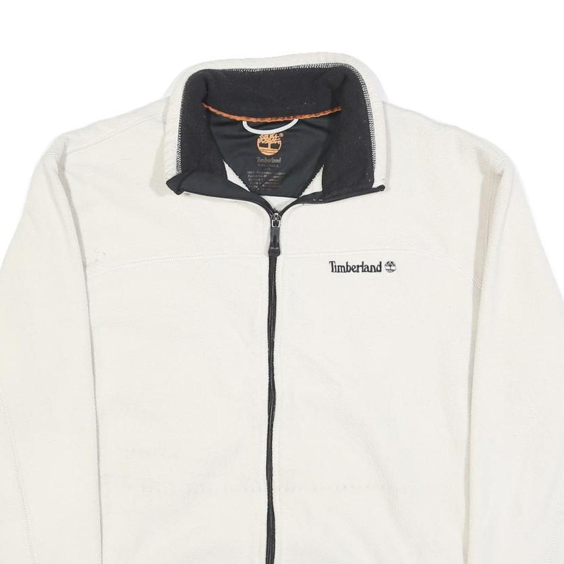 TIMBERLAND Mens White Zip Jacket L Polyester Plain Outdoor Casual Lightweight