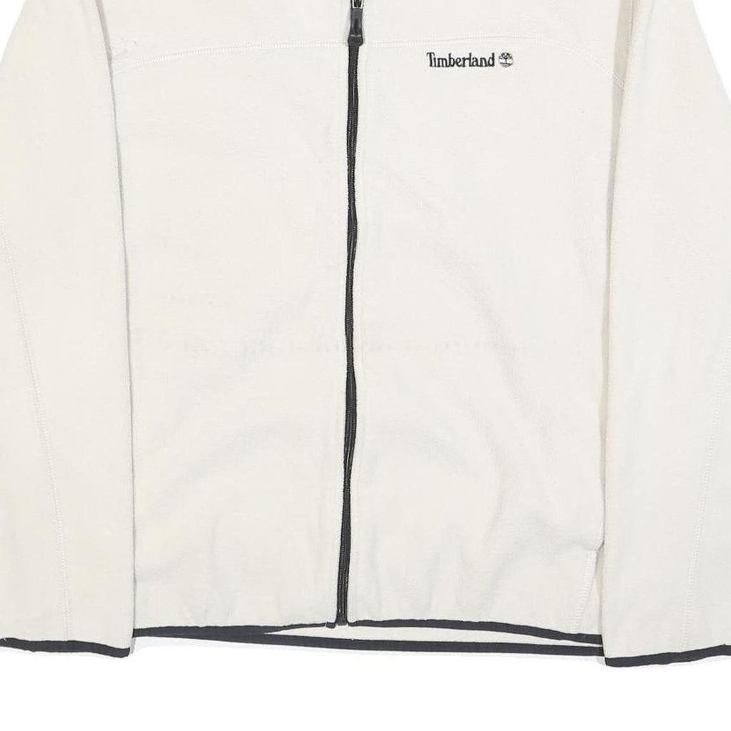 TIMBERLAND Mens White Zip Jacket L Polyester Plain Outdoor Casual Lightweight