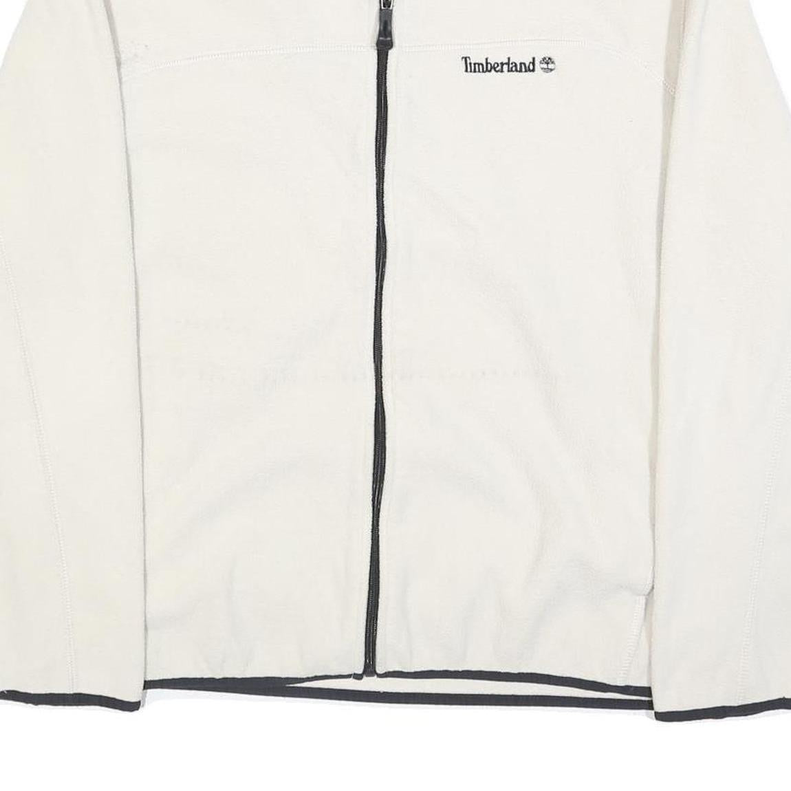 TIMBERLAND Mens White Zip Jacket L Polyester Plain Outdoor Casual Lightweight