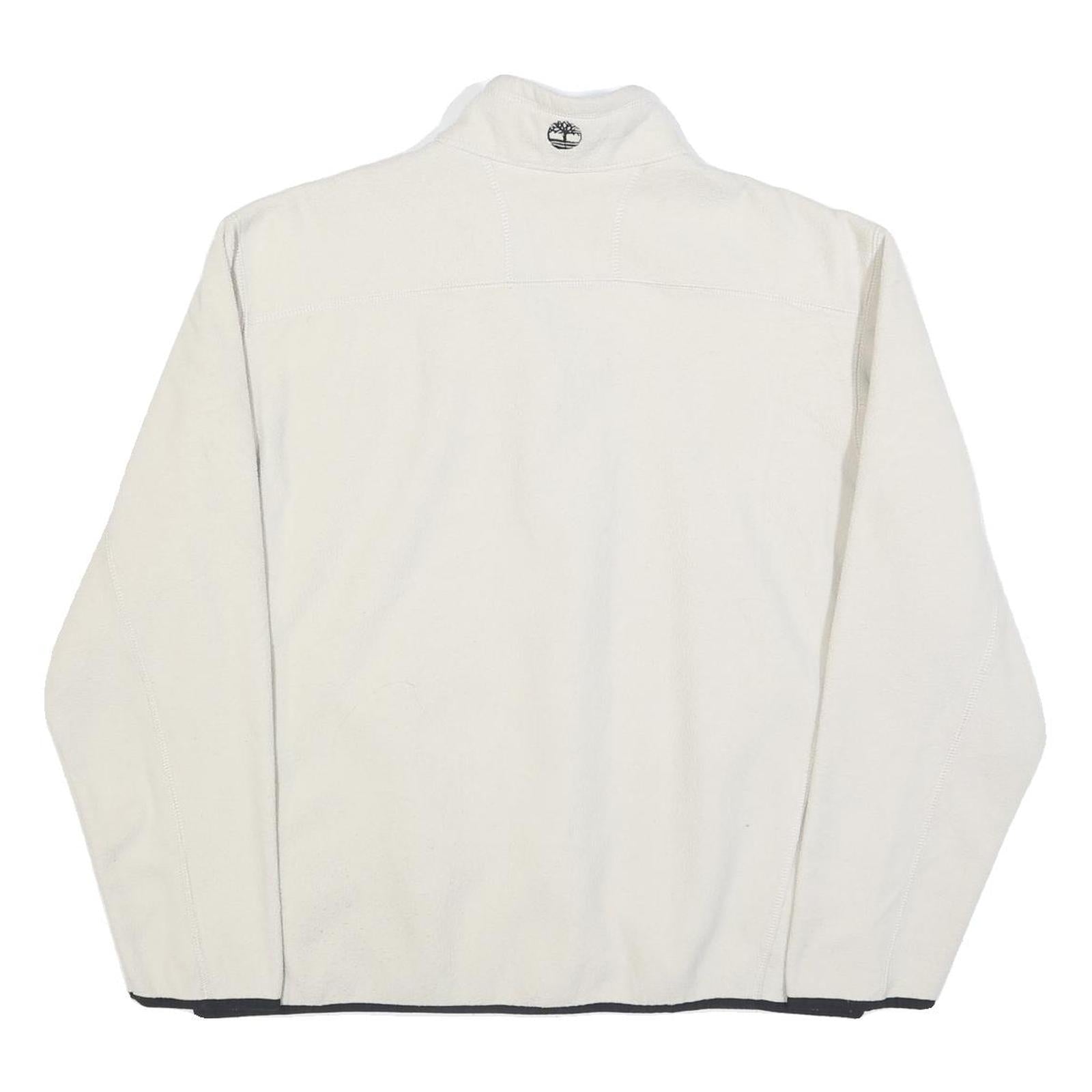 TIMBERLAND Mens White Zip Jacket L Polyester Plain Outdoor Casual Lightweight