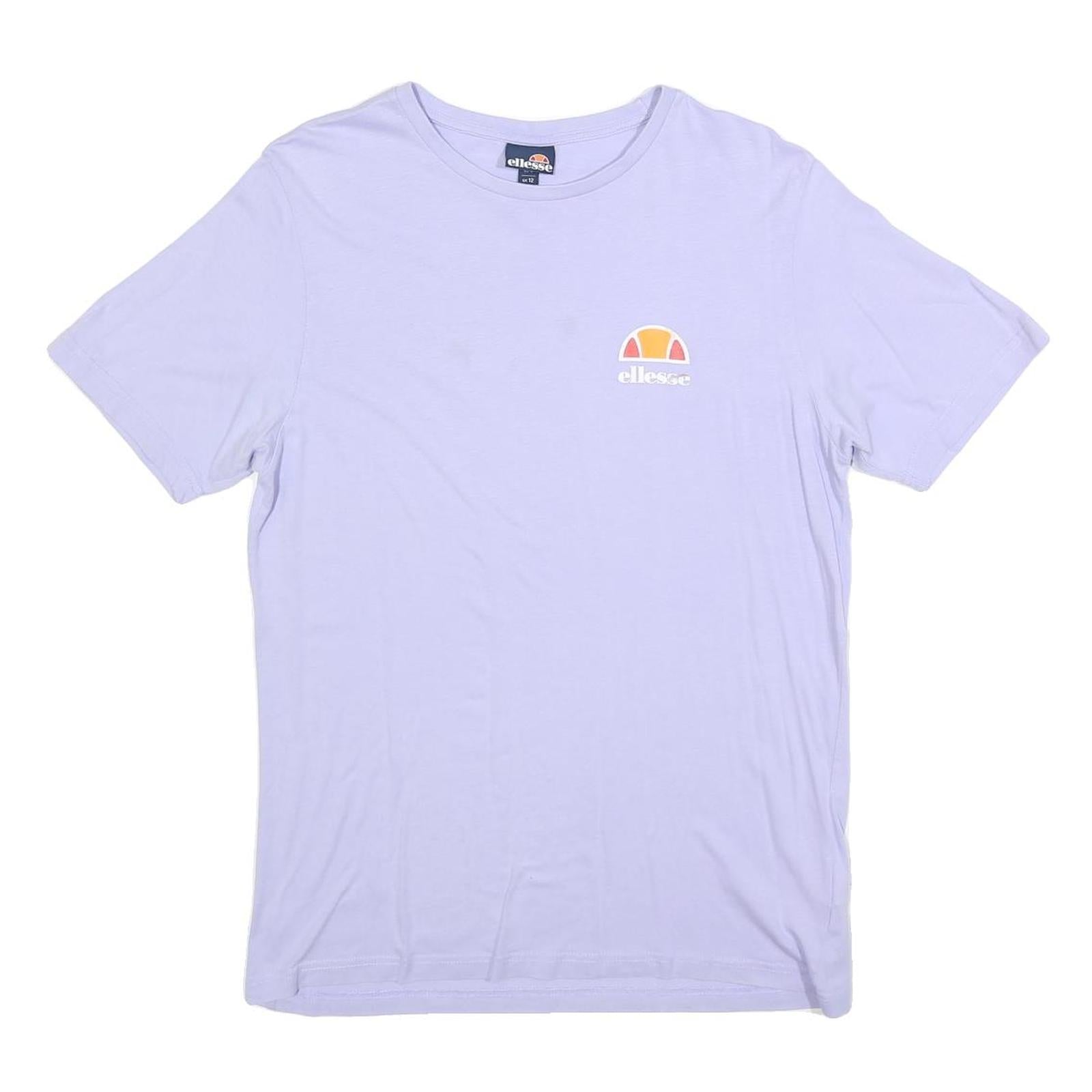 ELLESSE Womens Lilac Cotton Blend T-Shirt UK 12 Short Sleeve Crew Neck Casual