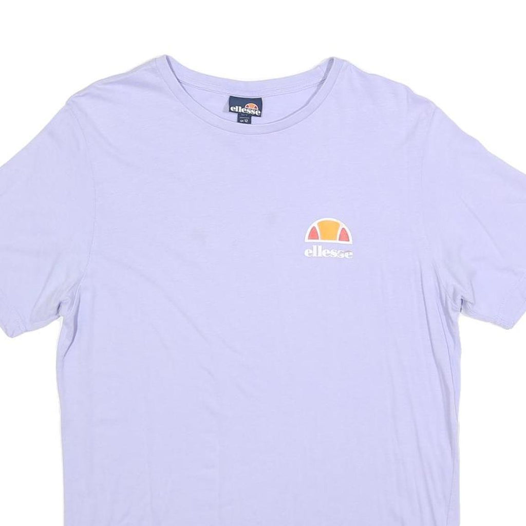 ELLESSE Womens Lilac Cotton Blend T-Shirt UK 12 Short Sleeve Crew Neck Casual