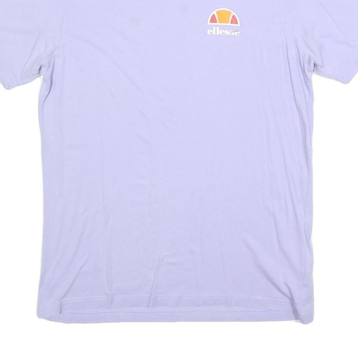 ELLESSE Womens Lilac Cotton Blend T-Shirt UK 12 Short Sleeve Crew Neck Casual