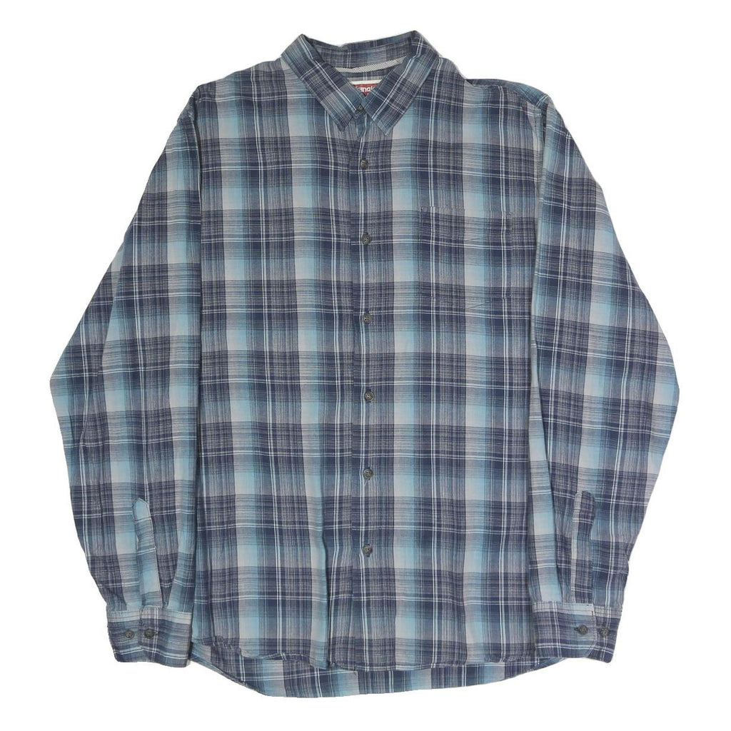 WRANGLER Mens Blue Check Shirt L Lightweight Cotton Blend Casual Button-Up